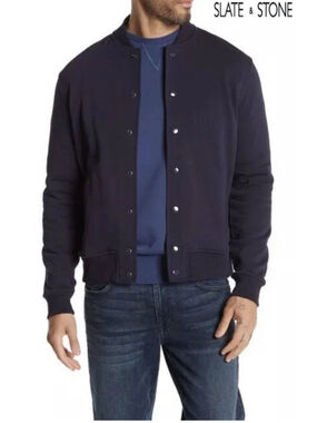 Mens XL Slate And Stone Blue Baseball Jacket